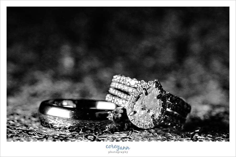 Wedding Rings on Sequin Tablecloth