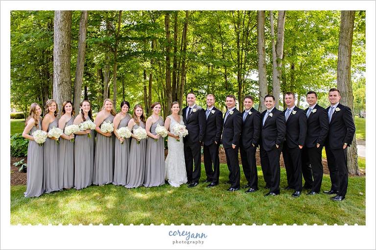 Grey Black and White Bridal Party Outside in June