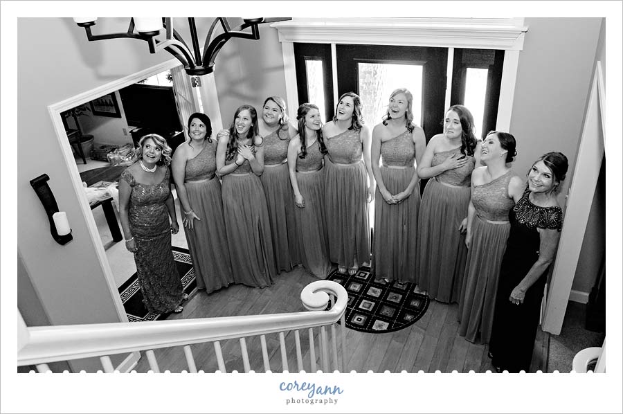Bridesmaids First Look of Bride