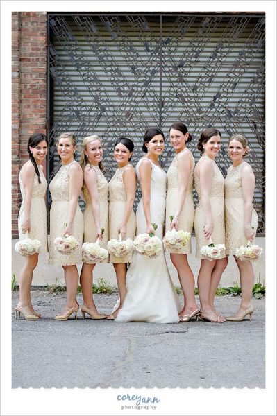 Bride and Bridesmaids in J Crew Bridesmaid Dresses