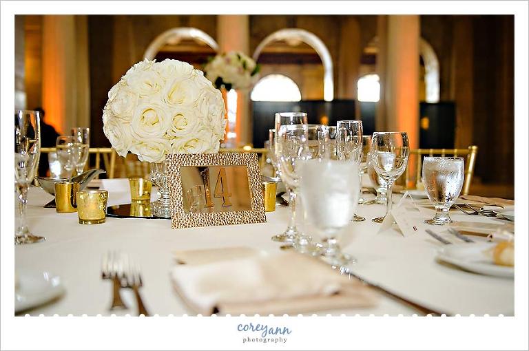 Cream Rose Centerpiece at The Old Courthouse Wedding