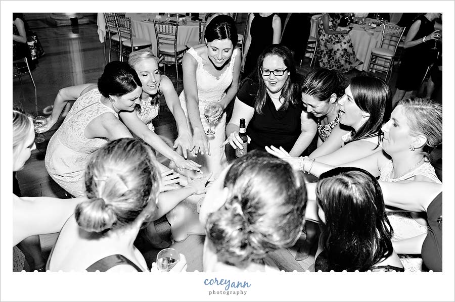 Bride dancing with friends in Cleveland Ohio 