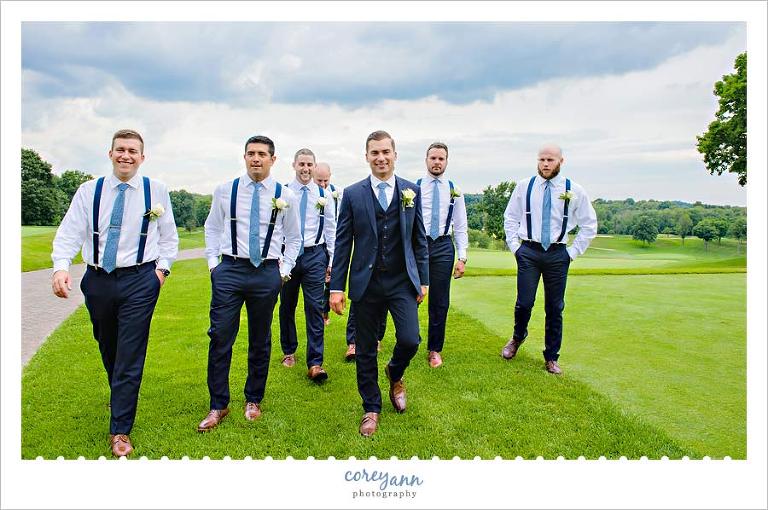 groomsmen in j crew suits for wedding