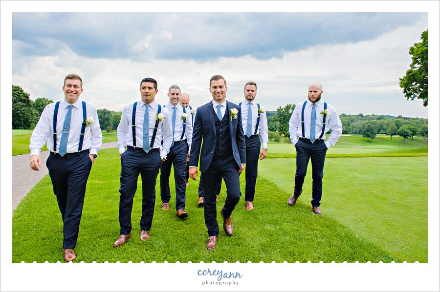 groomsmen in j crew suits for wedding