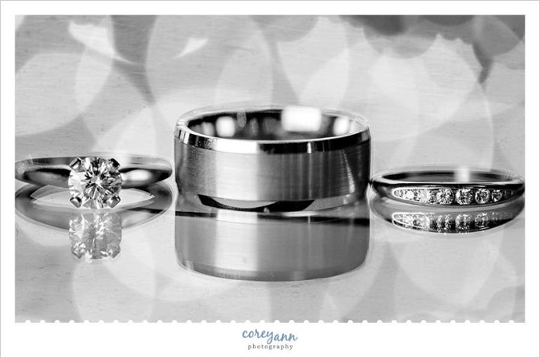 wedding rings in black and white