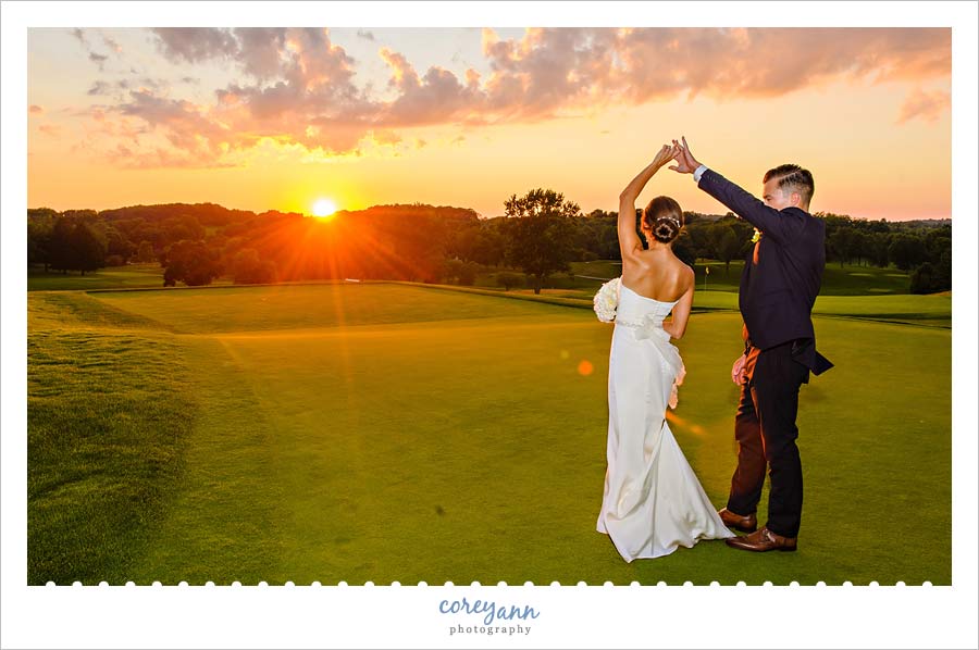 wedding sunset portrait at brookside country club