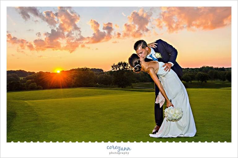 wedding sunset portrait at brookside country club