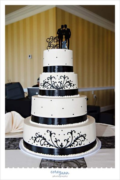 Black and white wedding cake by Wild Flour Bakery