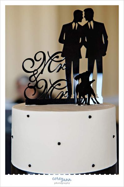 Black silhouette cake topper with a dog
