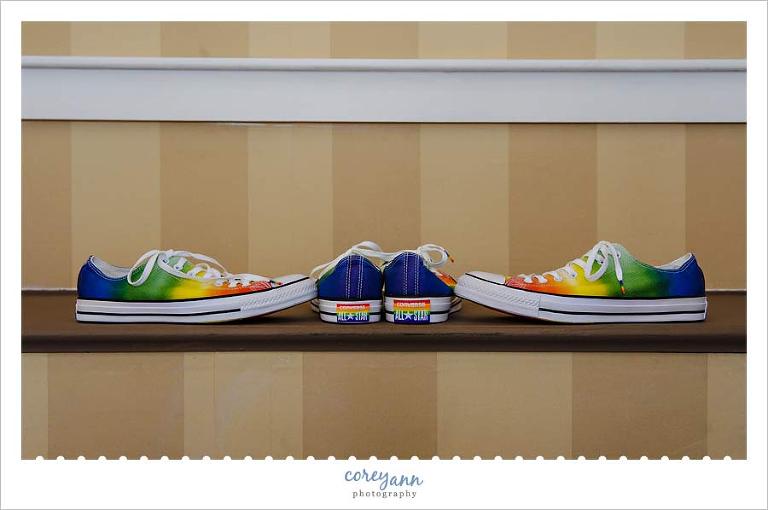 Rainbow converse reception shoes for gay wedding