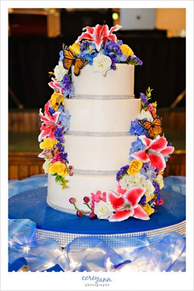 Wedding Cake with Butterflies and lots of color