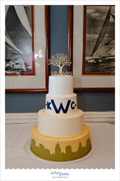 Cleveland Themed Wedding Cake by Wild Flour Bakery