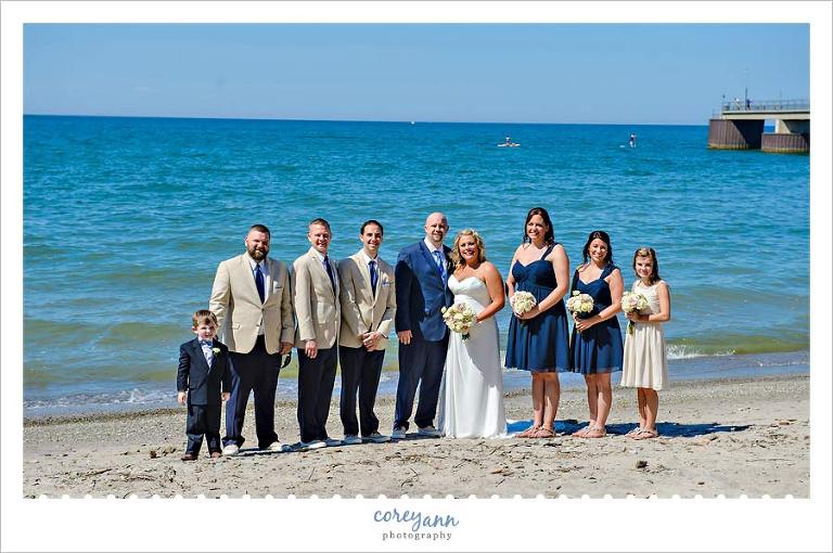 Bridal Party on beach of Lake Erie in Rocky River