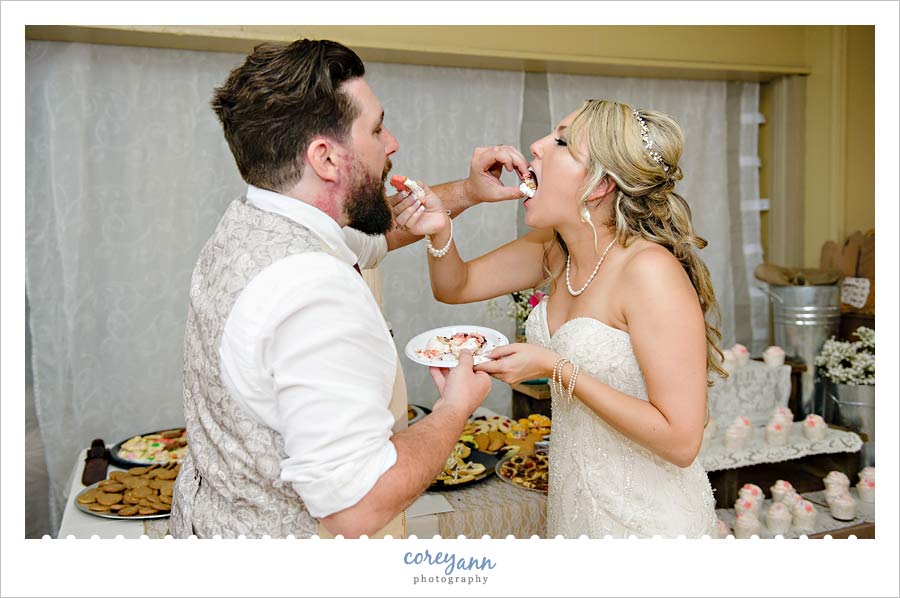 Cake cutting during reception in massillon ohio