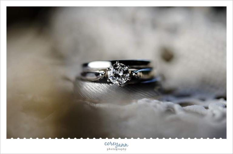 Wedding ring detail photo with lace