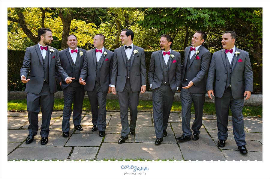 Groom and Groomsman wedding portrait at Cleveland Museum of Art