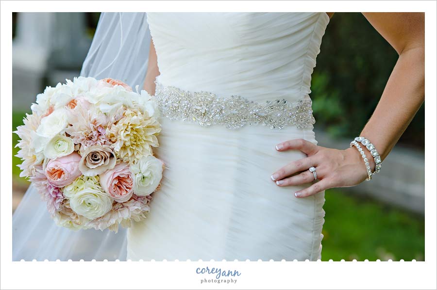 Mori Lee wedding dress with rhinestone belt