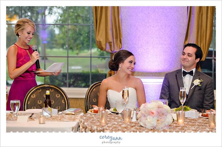 Maid of Honor Toast during Wedding Reception