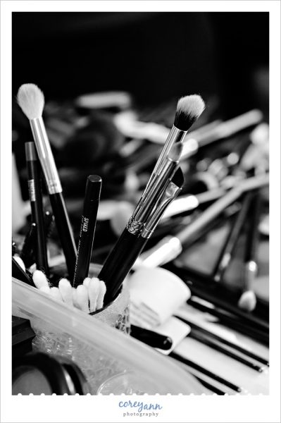 makeup brushes in black and white