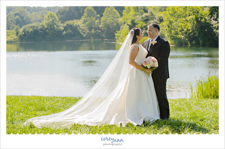 bride and groom wedding portrait at indigo lake 