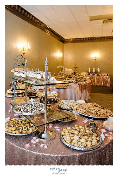italian cookie table at wedding in akron ohio
