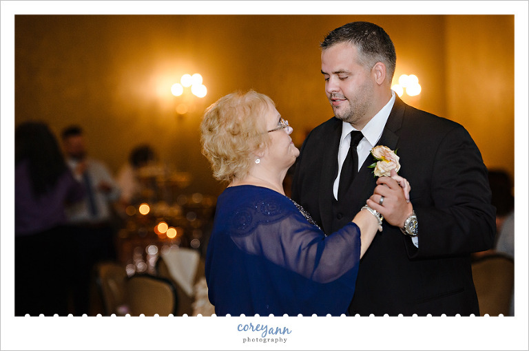 Mother Son Dance at Wedding reception in Akron Ohio