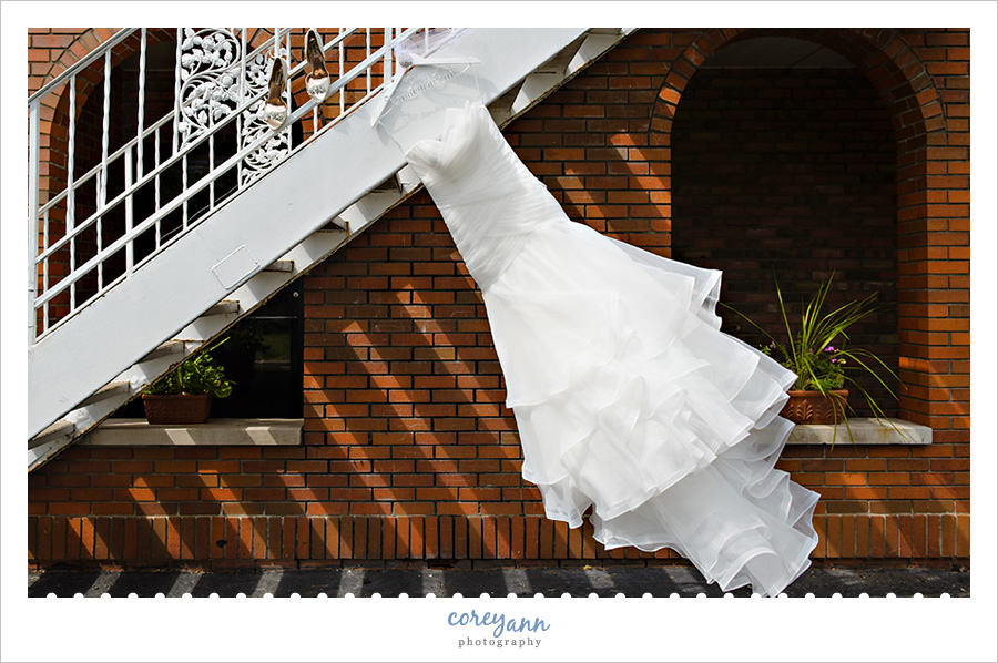 wedding dress blowing in the wind