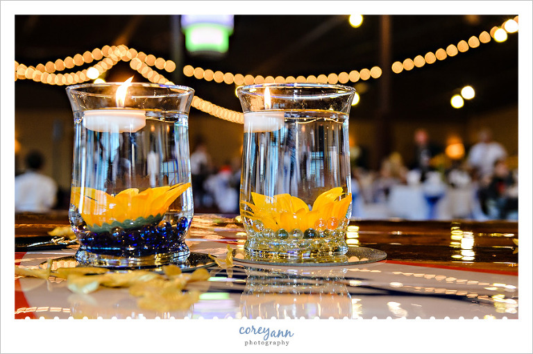 Blue and Yellow Reception Decor