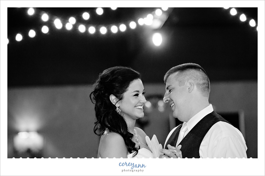 first dance during wedding reception at Lyman Harbor