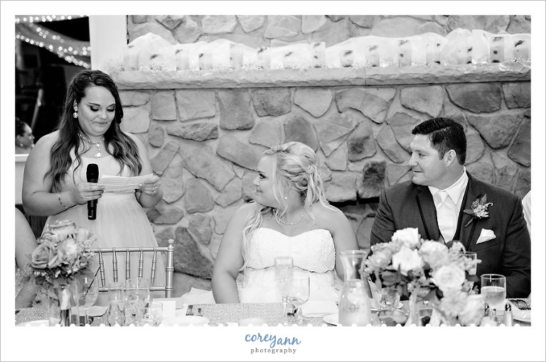 toasts during september wedding reception at springvale ballroom