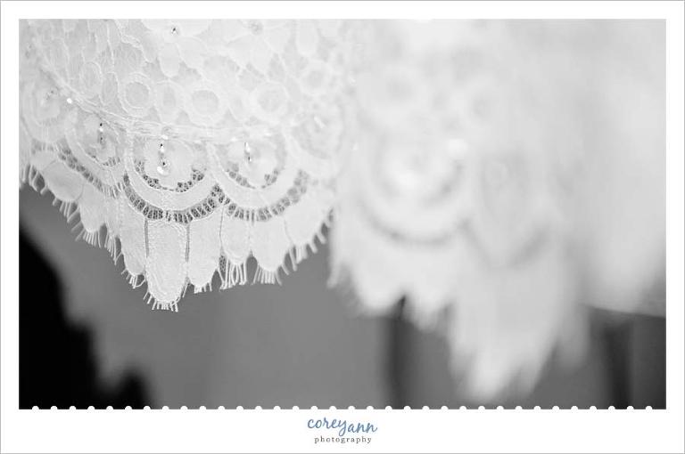 Eyelash lace detailing on wedding dress