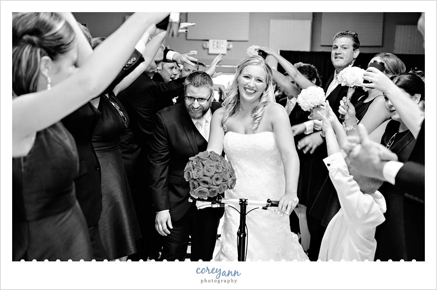 Bride and Groom entering into reception at american legion