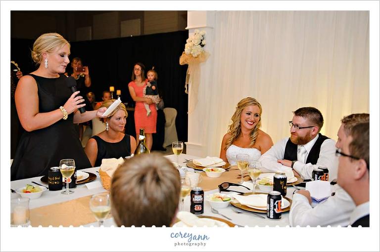 Wedding toasts during reception in St Henry Ohio