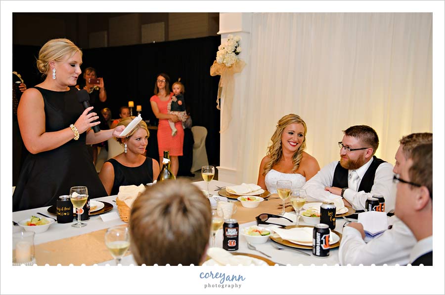 Wedding toasts during reception in St Henry Ohio
