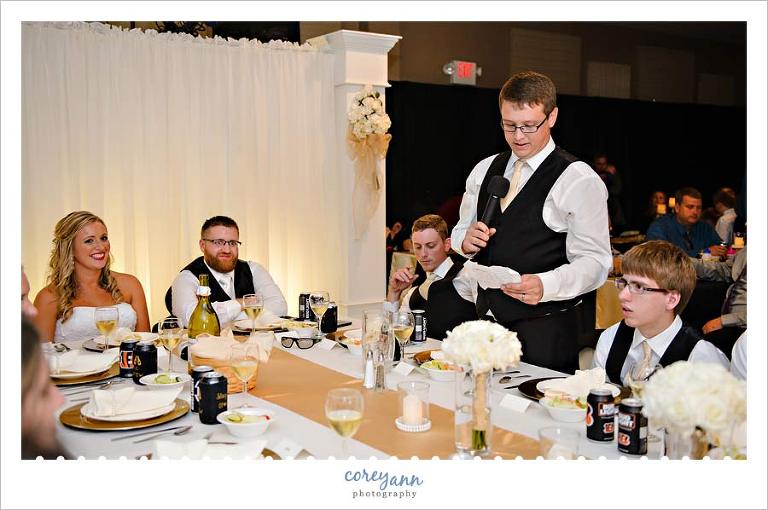 Wedding toasts during reception in St Henry Ohio