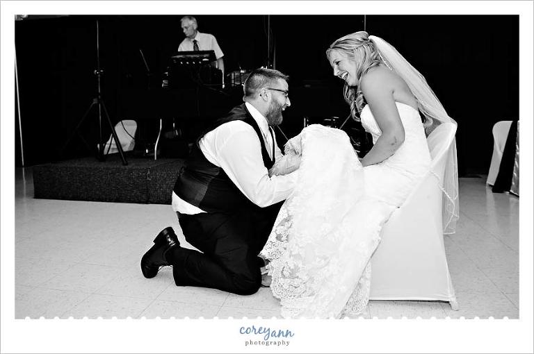Garter Removal during Wedding Reception in Ohio