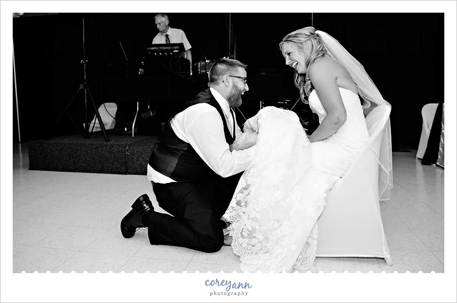 Garter Removal during Wedding Reception in Ohio