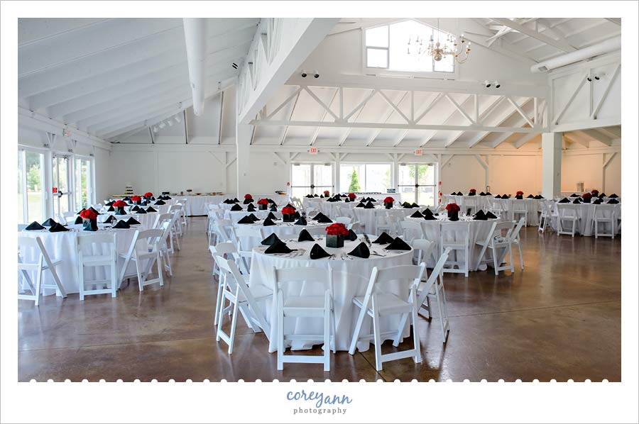 Black and Red Wedding Reception at Waters Edge Vineyard