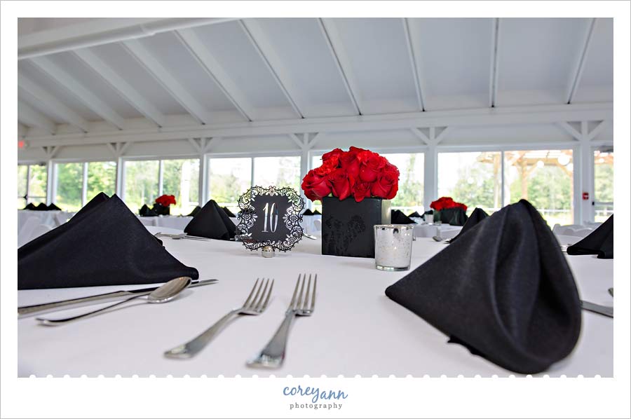 Red Rose Floral Centerpiece by Nikki's Perfect Petal Design