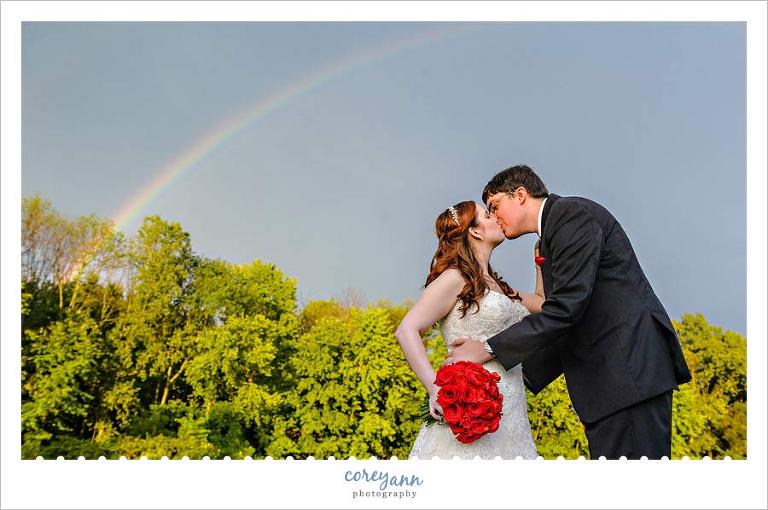 Wedding portrait with rainbow in Ohio