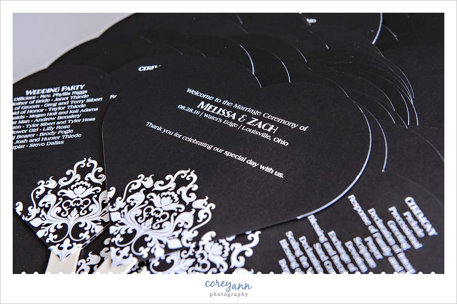 Heart fan program for wedding ceremony