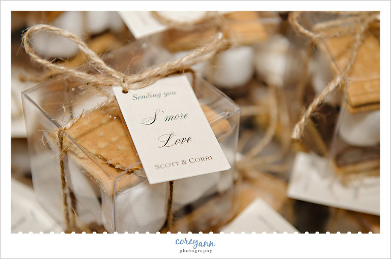 boxed smores favors for wedding reception at columbia station