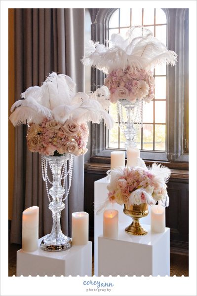 Ostrich Feather and Rose Centerpieces