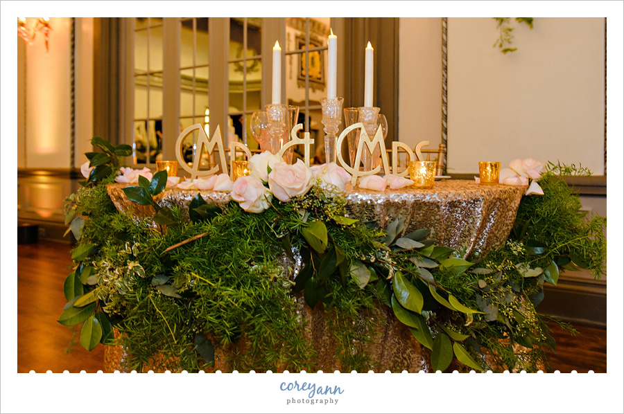 Sweetheart Table at Wedding Reception at the Tudor Arms