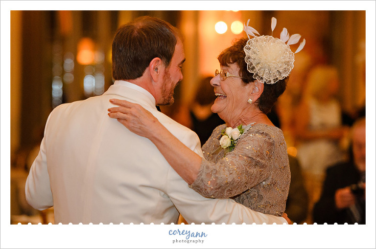 Mother and Son Dance During Wedding Reception at Tudor Arms Hotel
