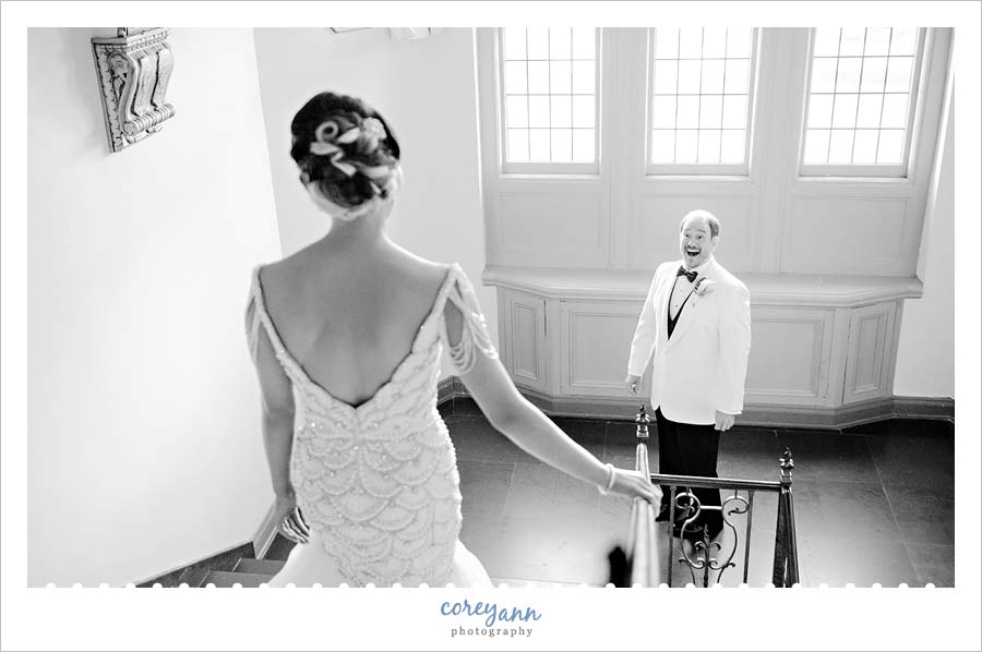 Groom's reaction of seeing bride during first look