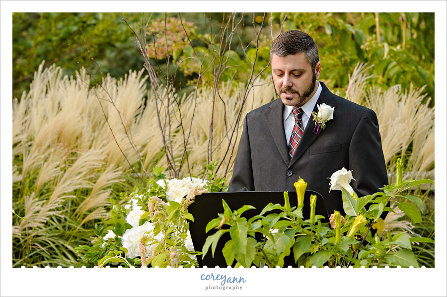 reading during wedding ceremony at cleveland botanical gardens