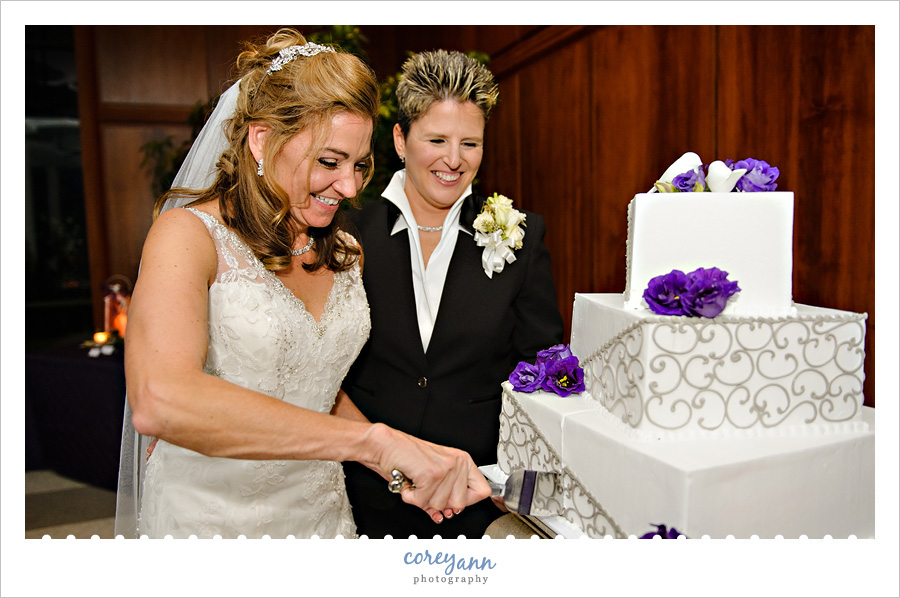 brides cutting wild flour bakery wedding cake