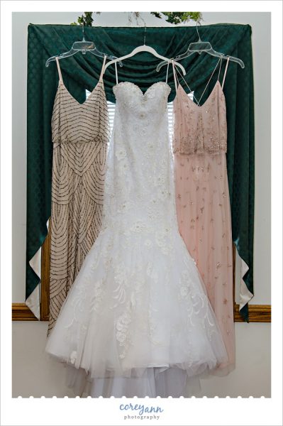 MoriLlee wedding dress hanging in Louisville Ohio