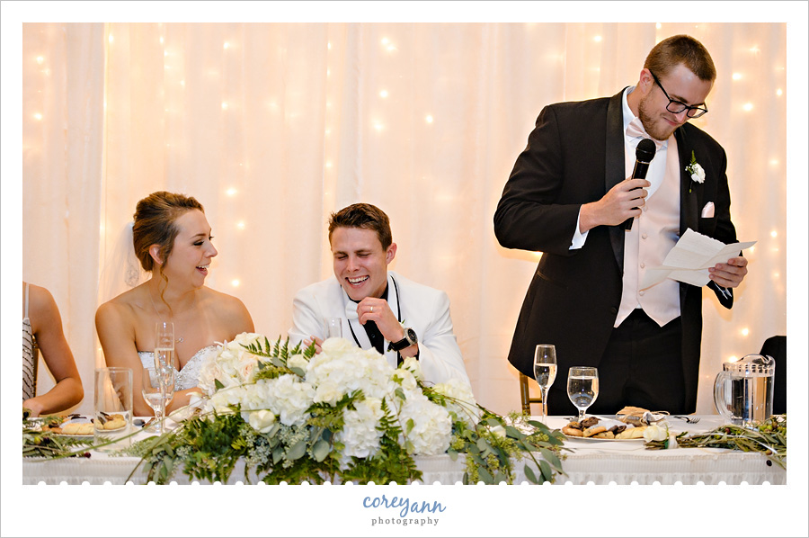 Best Man toast at wedding reception at the Historic Onesto Event Center
